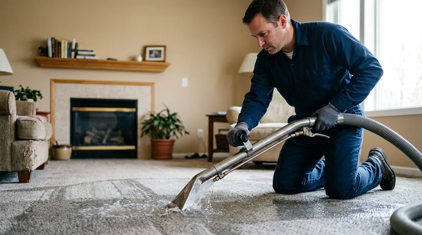 Water damage restoration technician working near Colfax, IL